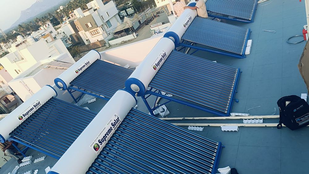 Solar water heaters installed on a rooftop