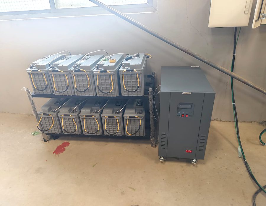 Battery bank and stabilizer installation serviced under an AMC