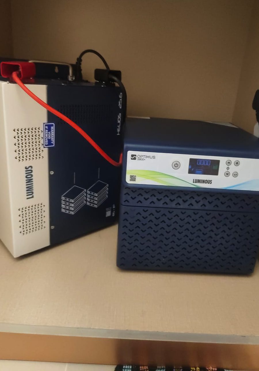 Inverter and battery backup unit installed indoors